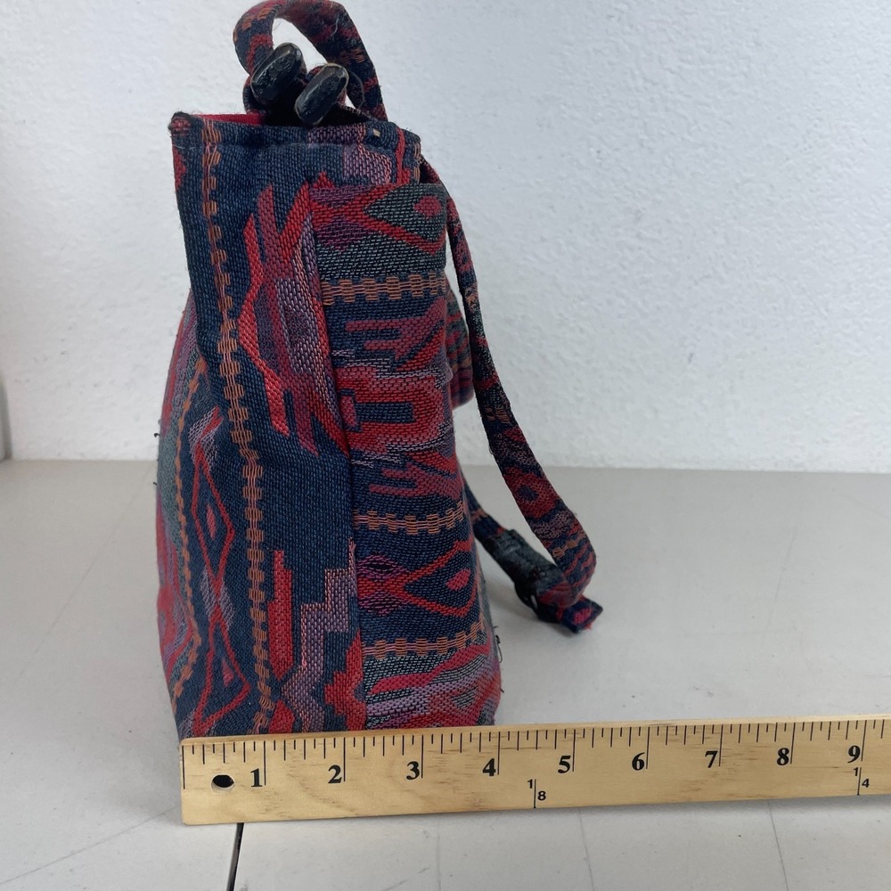 Vintage Toby Weston Purse Handbag Red Aztec Tribal Tapestry Shoulder Bag USA - Picture 12 of 13